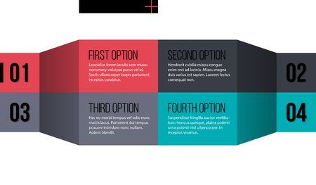 Four options horizontal template in flat origami style on white isolated backgroundのイラスト素材