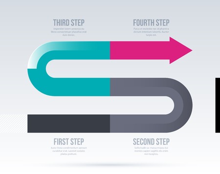 Arrow business layout with four steps in elegant corporate style on white background.のイラスト素材