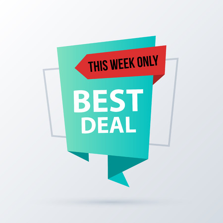 Best deal banner template in modern origami style on white backgroundのイラスト素材