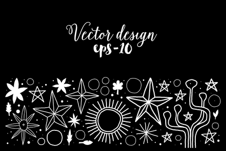 Creative template with flowers and abstract hand drawn elements. Useful for advertising, graphic design, invitations, cards and posters.のイラスト素材