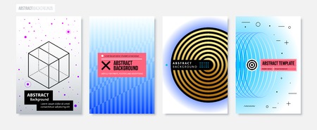 Set of four abstract backgrounds/posters in modern minimalism styleのイラスト素材