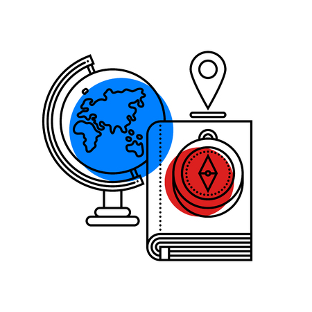 Colorful illustration about geography in modern outline style. College subject icon on white background. のイラスト素材
