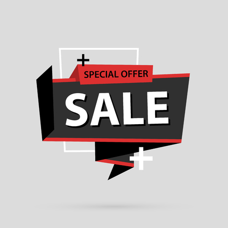 Sale banner template in flat origami style on gray backgroundのイラスト素材