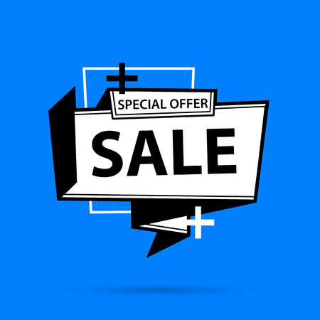 Sale banner template in black and white style on bright blue backgroundのイラスト素材