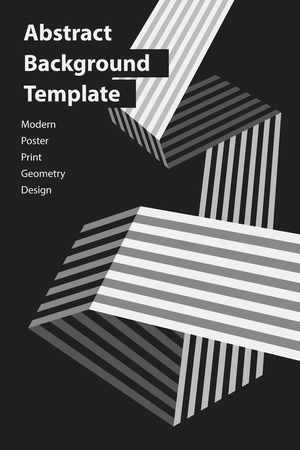 Poster design template with origami stripe in black and white style. Abstract vector backgroundのイラスト素材
