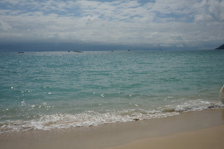 Beautiful beach with clear sky and seaの写真素材