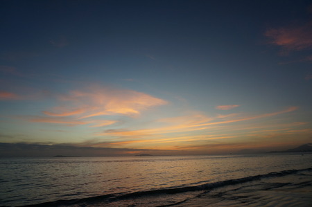 Afterglow of sunset at the seasideの写真素材