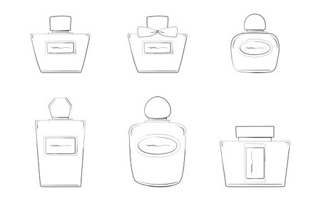 line drawing perfume illustration setのイラスト素材