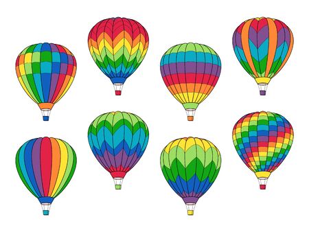 Set of air balloon Icons isolated on White.のイラスト素材