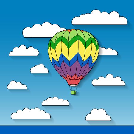 Hot Air Balloon in the Sky with Clouds.のイラスト素材