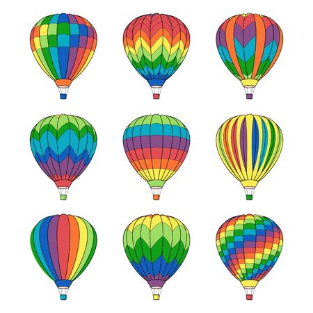 Set of Air Balloon Icons isolated on White.のイラスト素材