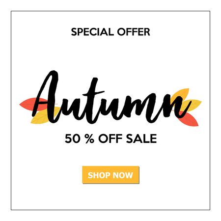 Autumn Sale Off Banner. With Lettering and Leaves isolated on White Background.のイラスト素材