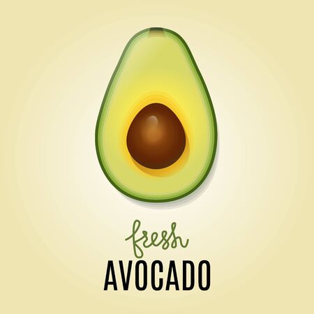 Fresh Avocado Slice. Flat Icon.のイラスト素材