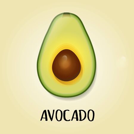 Fresh Avocado Slice. Flat Icon.のイラスト素材