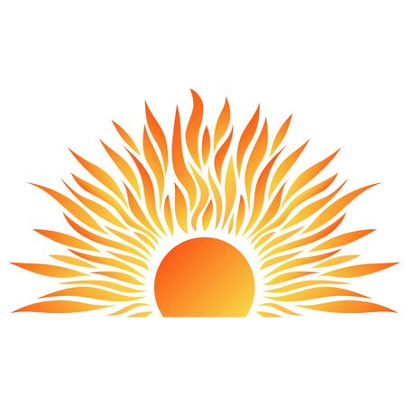 Beautiful Summer Card with Sun and Rays Iconのイラスト素材