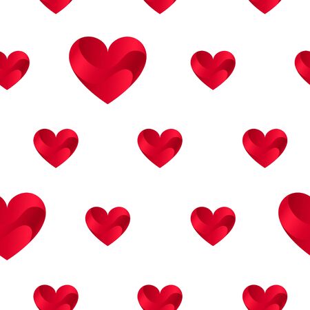 Seamless Pattern with Red Hearts on White. Vector Illustration. Decorative Love Design for Web, Wrapping Paper, Gifts, Celebration, Valentine s Day, Marriage, Datingのイラスト素材