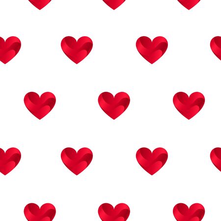 Seamless Pattern with Red Hearts on Whiteのイラスト素材