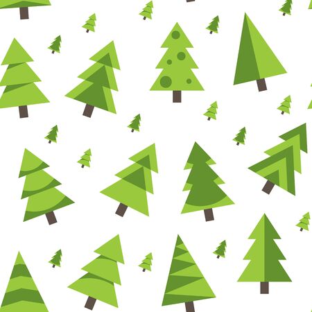 Seamless Pattern with Christmas Trees on Whiteのイラスト素材
