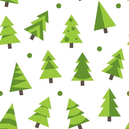 Seamless Pattern with Christmas Trees on Whiteのイラスト素材