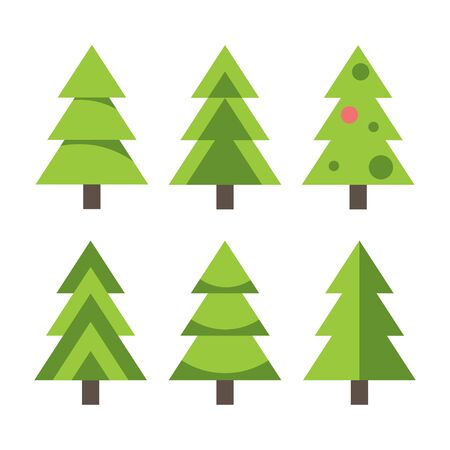 Set of Christmas Fir Trees isolated on Whiteのイラスト素材