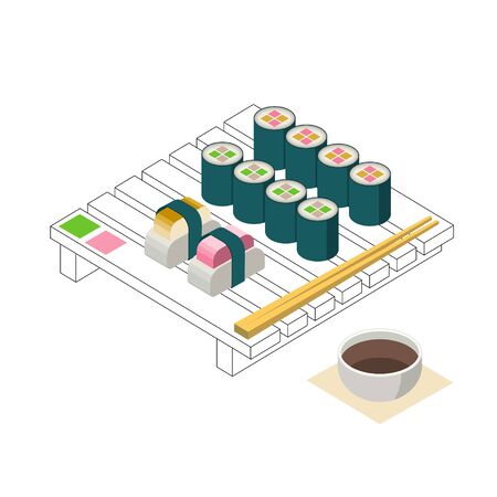 Sushi Set Minimalystic Style Pure Form Designのイラスト素材