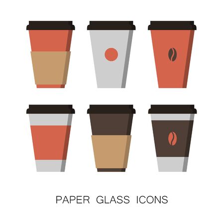 Set of Coffee Cup Icons Mockup Template isolated on Whiteのイラスト素材