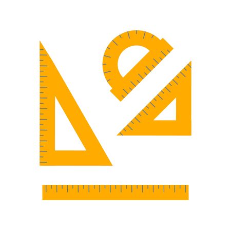 Set of Ruler School Icons isolated on Whiteのイラスト素材