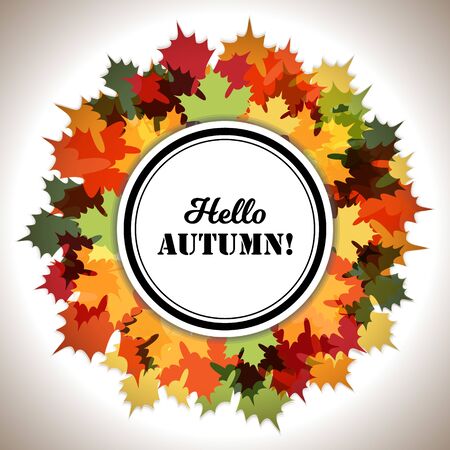 Autumn Maple Leaf Rounded Decorative Background for Web, Shopsのイラスト素材