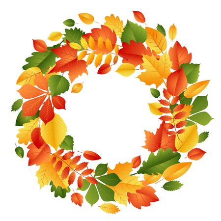 Card with Autumn Leaves Fall Background. Vector Illustration. Flat Style. Autumn Design Collectionのイラスト素材