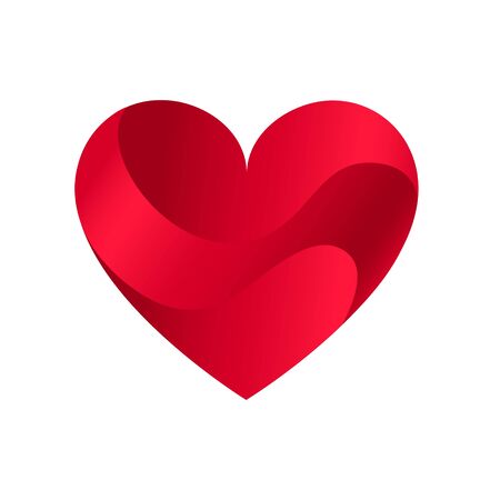 Trendy and Beautiful Red Heart Icon. Vector Illustration. Realistic Paper Cut Style. Siimple Icon isolated on White Backgroundのイラスト素材