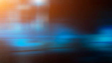 Dark street wet asphalt reflections of rays in the water Abstract dark blue background smoke smog Empty dark scene neon light spotlightsの写真素材