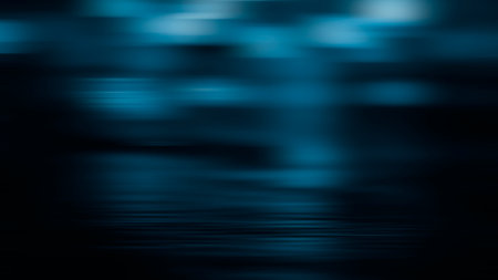 Dark street wet asphalt reflections of rays in the water Abstract dark blue background smoke smog...