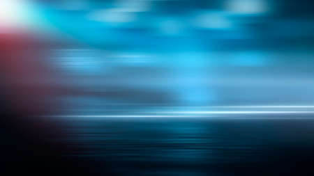 Dark street wet asphalt reflections of rays in the water Abstract dark blue background smoke smog Empty dark scene neon light spotlightsの写真素材