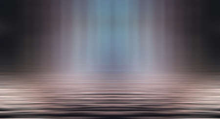 Dark background with lines and spotlights, neon light, night view. Abstract blue background. Empty...