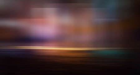 Dark background with lines and spotlights, neon light, night view. Abstract blue background. Empty...