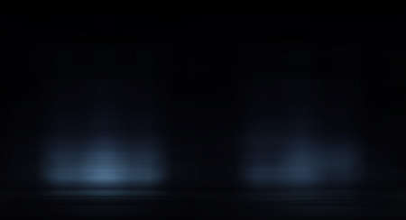 Dark background with lines and spotlights, neon light, night view. Abstract blue background. Empty neon scene with rays, blur, night view.の写真素材
