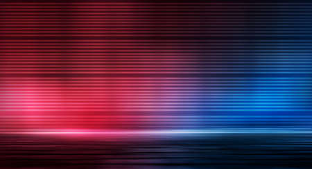 Dark background with lines and spotlights, neon light, night view. Abstract blue background. Empty neon scene with rays, blur, night view.の写真素材