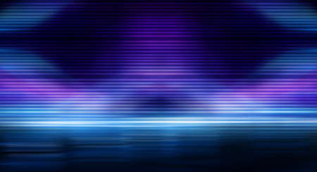 Dark background with lines and spotlights, neon light, night view. Abstract blue background. Empty neon scene with rays, blur, night view.の写真素材