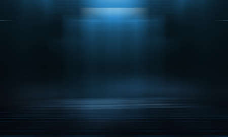 Dark background with lines and spotlights, neon light, night view. Abstract blue background. Empty neon scene with rays, blur, night view.の写真素材