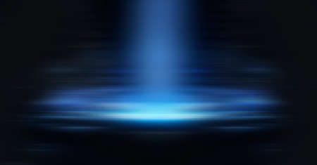 Dark background with lines and spotlights, neon light, night view. Abstract blue background. Empty neon scene with rays, blur, night view.の写真素材