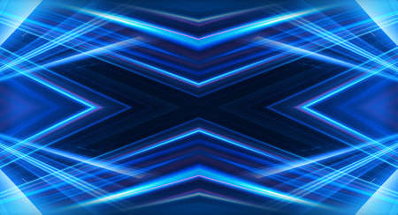 Dark background with lines and spotlights, blue neon light, night view. Abstract blue background....