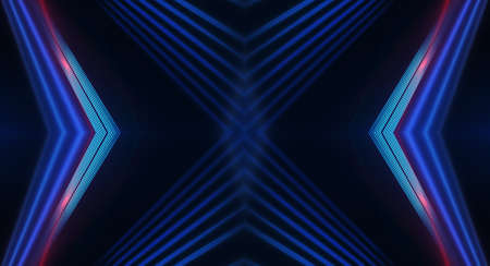 Dark background with lines and spotlights, blue neon light, night view. Abstract blue background....