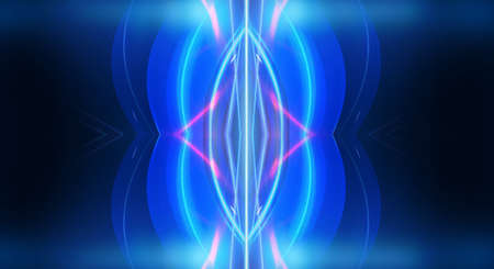 Dark background with lines and spotlights, blue neon light, night view. Abstract blue background....