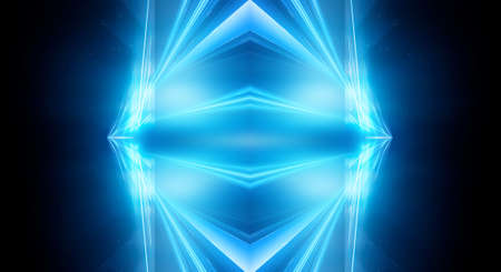 Dark background with lines and spotlights, blue neon light, night view. Abstract blue background....