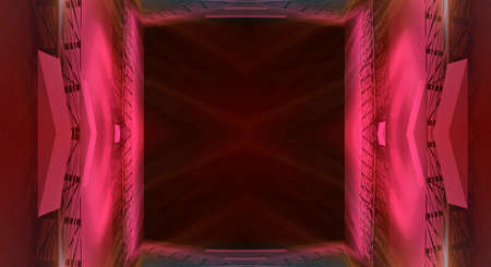 Dark abstract futuristic background. Neon lines glow. Neon lines, shapes. Multi-colored glow, blurry...