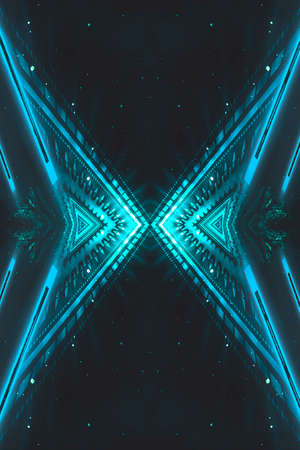 Neon landscape, night view. Futuristic fantasy night landscape with abstract landscape and island,...