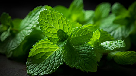 Fresh mint leaves. Generation AIの素材