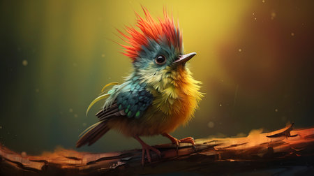 Exotic bird on a tree. Generation AIの素材