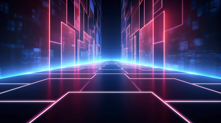 Abstract futuristic neon background. AI Generationの素材