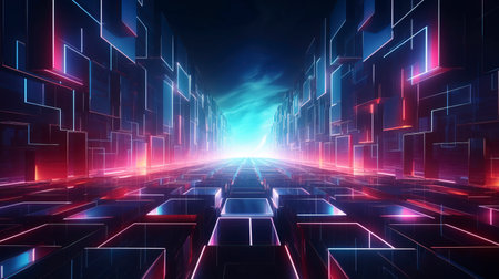 Abstract futuristic neon background. AI Generationの素材